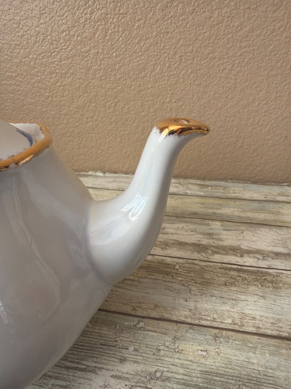 Vintage Arnels Ceramic Teapot w/Lid Blue Windmill Design Gold Trim Rare Pattern - Picture 7 of 15